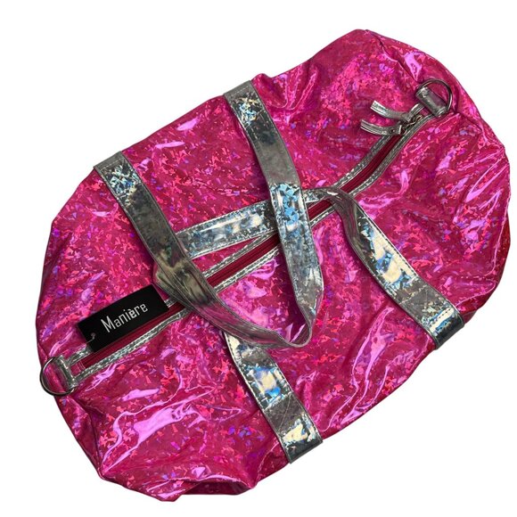 Maniere Dance Bag NWT Girls Gym Gymnastics Duffle Holographic Pink Silver - Picture 2 of 6
